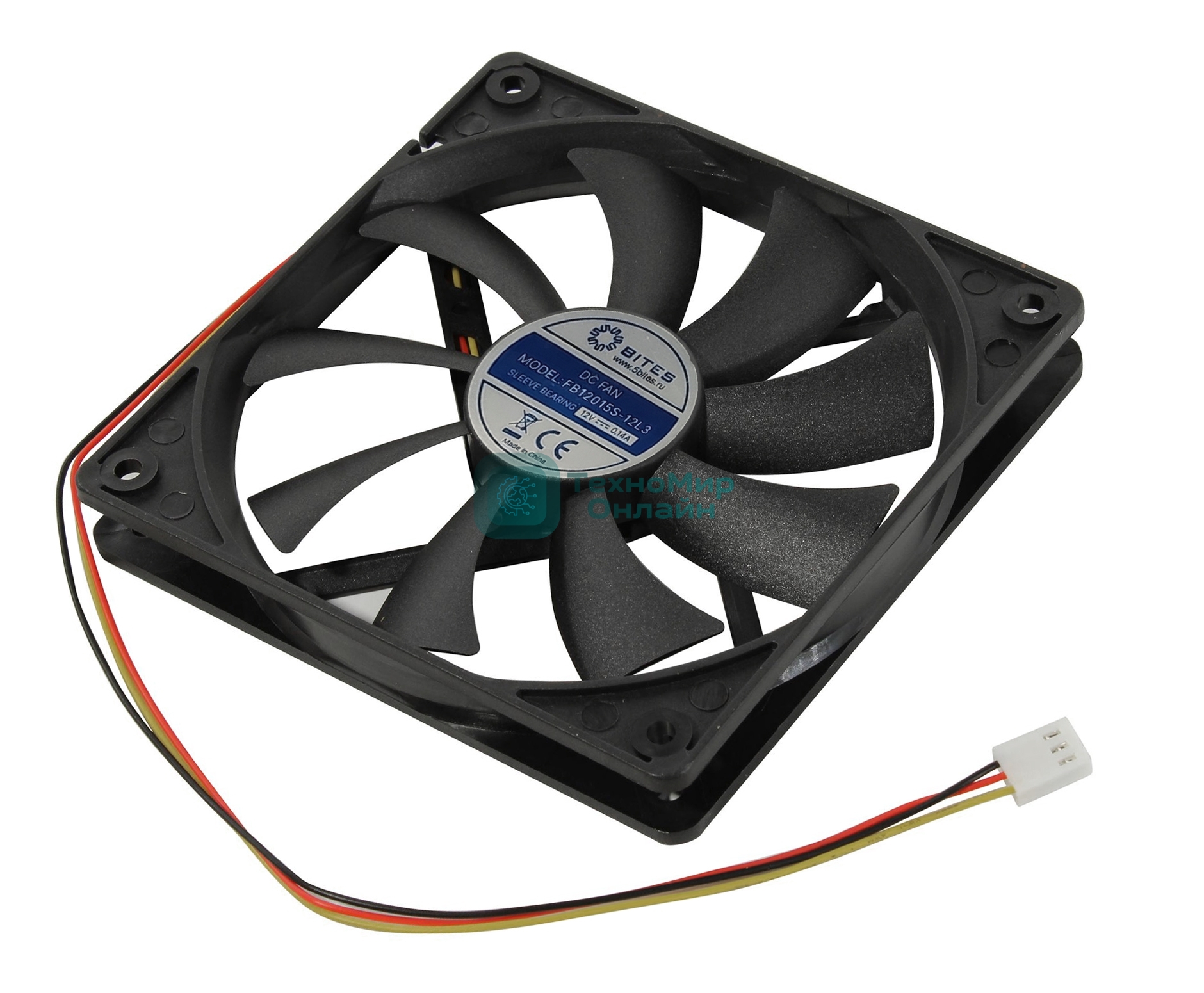 Вентилятор для корпуса 5bites FB12015S-12L3 черный, 120 x 120 x 15 мм, пластик, 1200 об/мин, 27 дБ, 3 pin