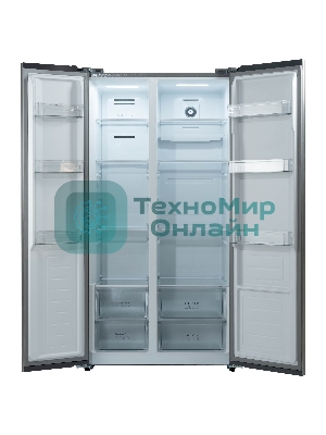 Холодильник Бирюса SBS 541 TGG текстурированное бежевое стекло двухкамерный 343/198 л морозилка слева, NoFrost, Side-by-side