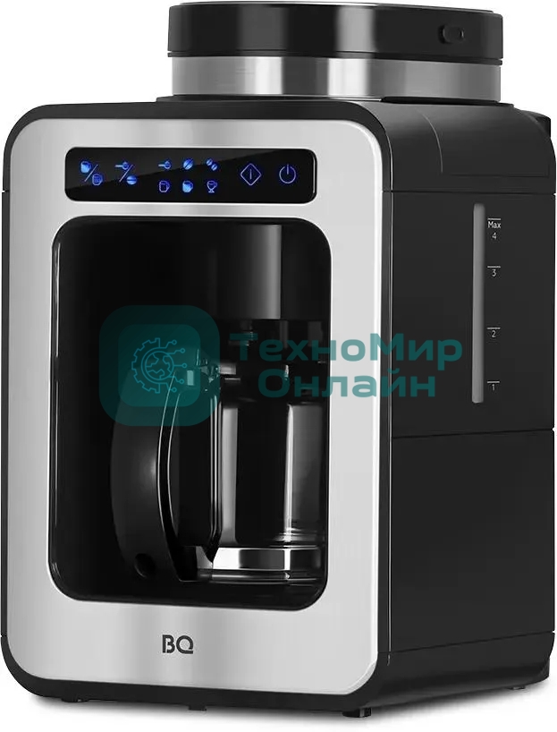Кофеварка капельная BQ CM7000 черный/стальной, исп. кофе - зерновой/молотый, 0.6 л, 600 Вт
