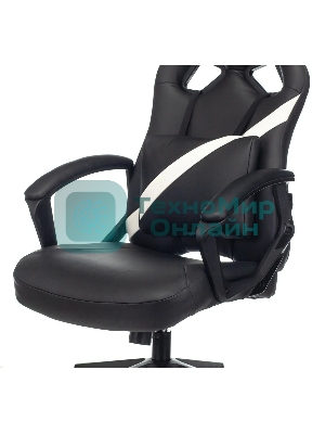 Кресло игровое Zombie DRIVER черный/белый, искусственная кожа, с подголов. крестовина пластик