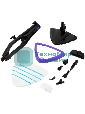 Швабра паровая Kitfort КТ-1051 1500Вт черный/фиолетовый