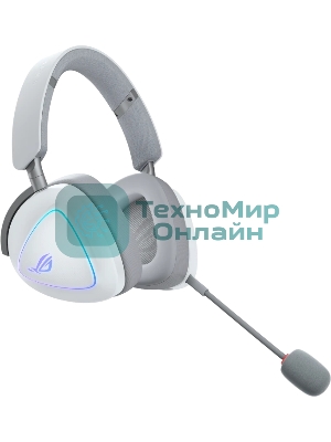 Гарнитура ASUS ROG Delta II белый, беспроводная + проводная, радиоканал, до 140 ч, подсветка, совместимость с PS5, Xbox