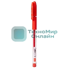 Ручка гелевая Deli EG150-RD прозрачный, d=0.38мм, красные чернила, игловидный пишущий наконечник, резиновая манжета