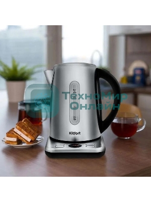 Чайник электрический Kitfort КТ-661 1.7л. 2200Вт черный/серебристый (корпус: металл)