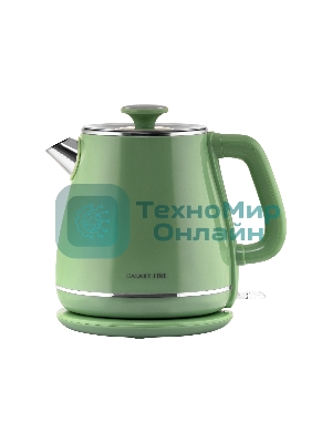 Чайник электрический Galaxy Line GL 0331, зеленый, пластик, двойная стенка из нержавеющей стали AISI 304 и пищевого пластика, 2200 Вт, 1.8 л, индикатор работы