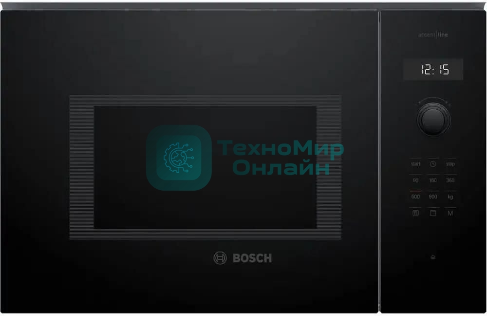 Микроволновая печь встраиваемая Bosch BEL454MB1F 6 Series, 900Вт,LED-display,AutoPilot 8, 25 л, гриль, черный, 382x594x388 мм