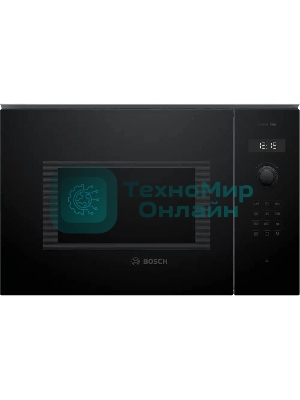 Микроволновая печь встраиваемая Bosch BEL454MB1F 6 Series, 900Вт,LED-display,AutoPilot 8, 25 л, гриль, черный, 382x594x388 мм