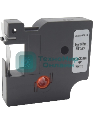 Картридж ленточный Cactus CS-D1-40913 9мм, черный шрифт, белый фон, 7м для DYMO LM 160, 210D, 280, PnP, 420P, 500 TS; Rhino Pro 6000, 5200, 4200