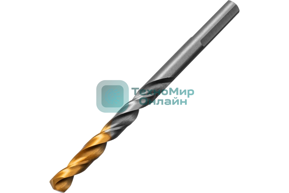 Сверло спиральное по металлу Denzel 6 x 93мм, Р6М5, Golden Tip