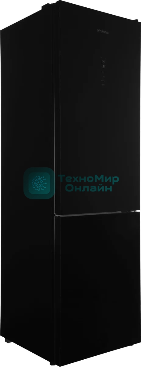 Холодильник Hyundai CC35083F черное стекло двухкамерный 240/95л морозилка снизу, No Frost
