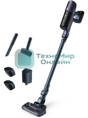 Пылесос вертикальный Tefal TY6838WO серый/фиолетовый, питание от аккумулятора, 100 Вт, уборка сухая, пылесборник 0.55 л