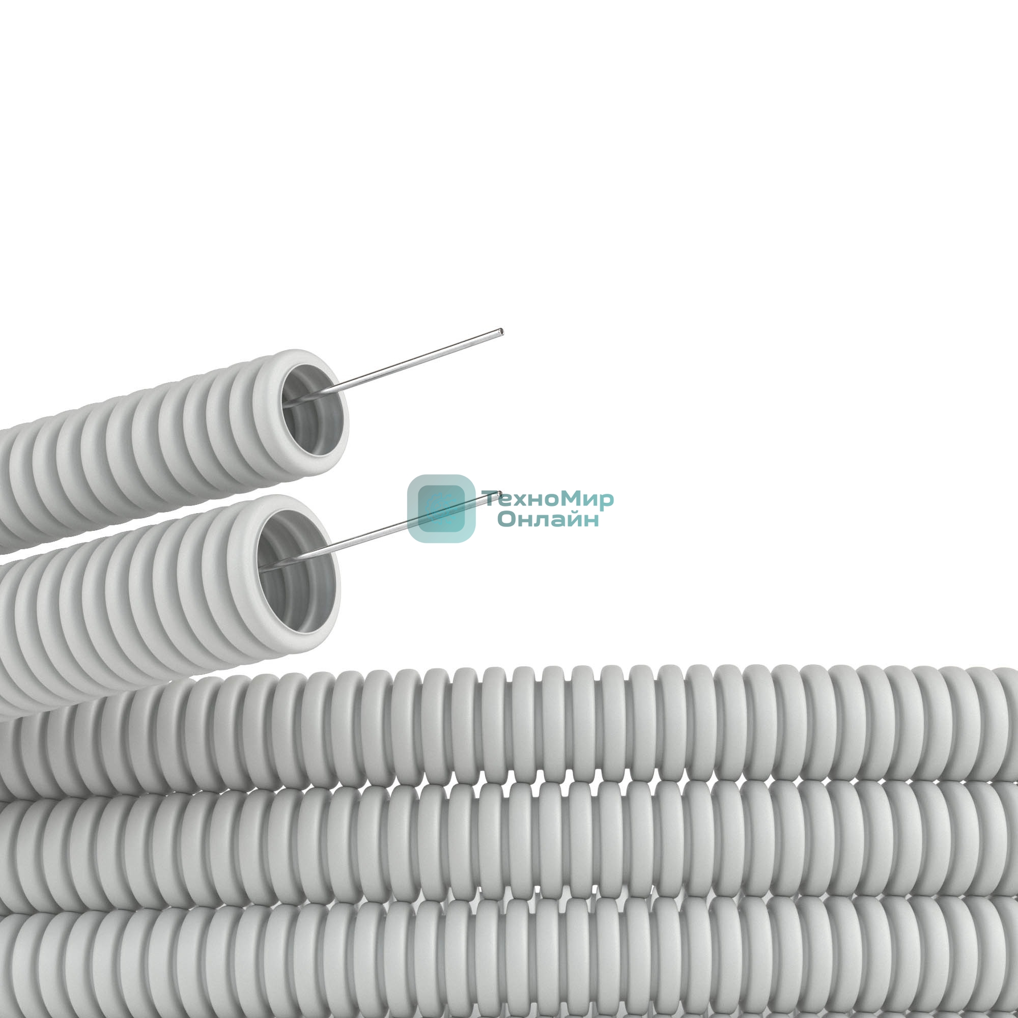 Труба гофрированная ПВХ DKC d16 мм с протяж. сер. (уп.100 м) 91916