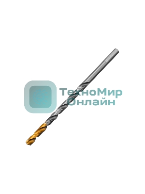 Сверло спиральное по металлу Denzel 6 х 139 мм, Р6М5, Golden Tip, удлиненное