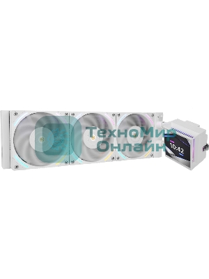 Водяное охлаждение для процессора Thermalright Hyper Vision 360 (360mm, LED, White, ARGB/Fans: 3x120mm, 69CFM, 27dBA, 2150RPM/Pump height 68mm, 6400RPM, Rad thickness 27mm/S: 1700, 1200, 1851, 115X, 2011, 2066, AM5, AM4)