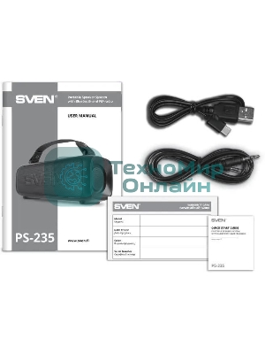 Портативная колонка SVEN PS-235 черный 12W 2.0 BT 3600mAh