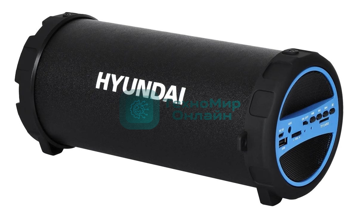 Колонка портативная Hyundai H-PAC220 черный/голубой 10W 1.0 BT/3.5Jack/USB