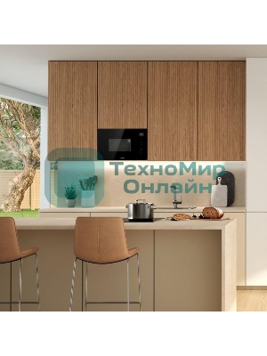 Встраиваемая микроволновая печь Gorenje BM201SG3BG, 20 л, 5 уровней мощности, 8 автопрограмм, сенсорное управление, дисплей, гриль, поворотный стол, AquaClean, автоменю черный