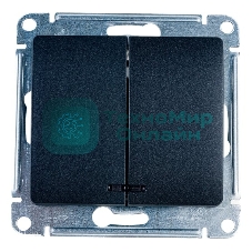 Механизм выключателя 2-кл. СП Glossa 10А IP20 10AX с подсветкой антрацит SchE GSL000753