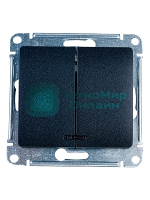 Механизм выключателя 2-кл. СП Glossa 10А IP20 10AX с подсветкой антрацит SchE GSL000753