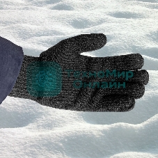 Перчатки трикотажные Сибртех, акрил, двойные, черный, двойная манжета