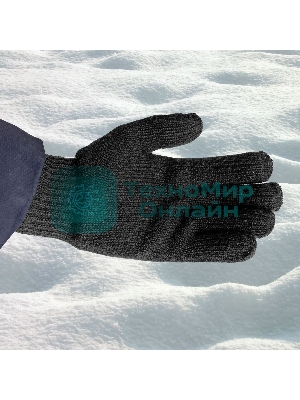 Перчатки трикотажные Сибртех, акрил, двойные, черный, двойная манжета