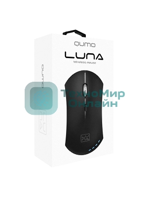 Мышь беспроводная Qumo Office Luna M74 черный, 1600 dpi, радиоканал, USB, кнопки - 6