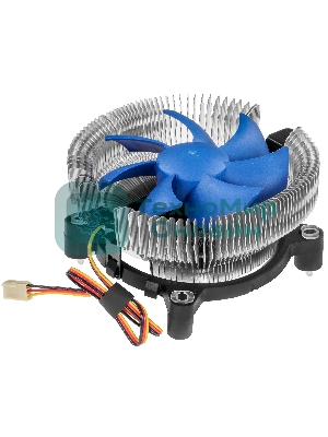 Кулер для процессора Crown CM-90 v2 серебристый/синий, 90 мм, алюминий, 2000 об/мин, 20 дБ, 3 pin, 95 Вт, 57 мм