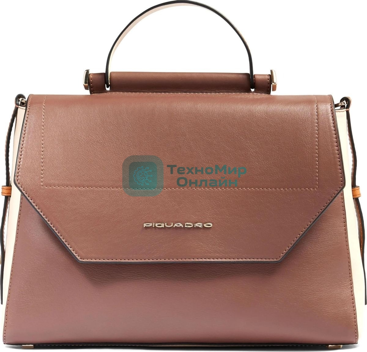 Сумка женская Piquadro Circle BD6777W92/MBE коричневая/бежевая натур.кожа