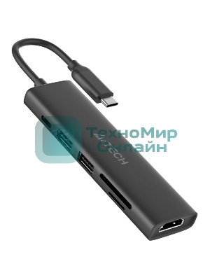 Разветвитель USB-C A4Tech DST-60C 2порт. серый