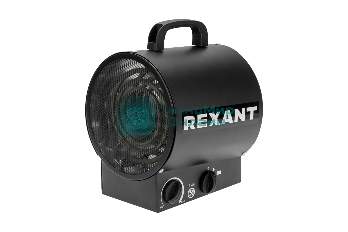 Пушка тепловая электрическая Rexant круглая, прямоугольная подставка, ТЭН, 3кВт