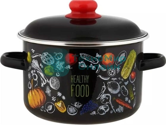 Кастрюля Appetite 1RD221М Healthy food с крышкой, эмалированная сталь 5,5 л