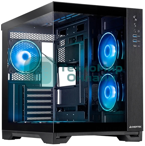 Компьютерный корпус Chieftec Visio черный без БП ATX 2x80мм 4x120мм 2x140мм 1xUSB 2.0 2xUSB 3.0 audio bott PSU