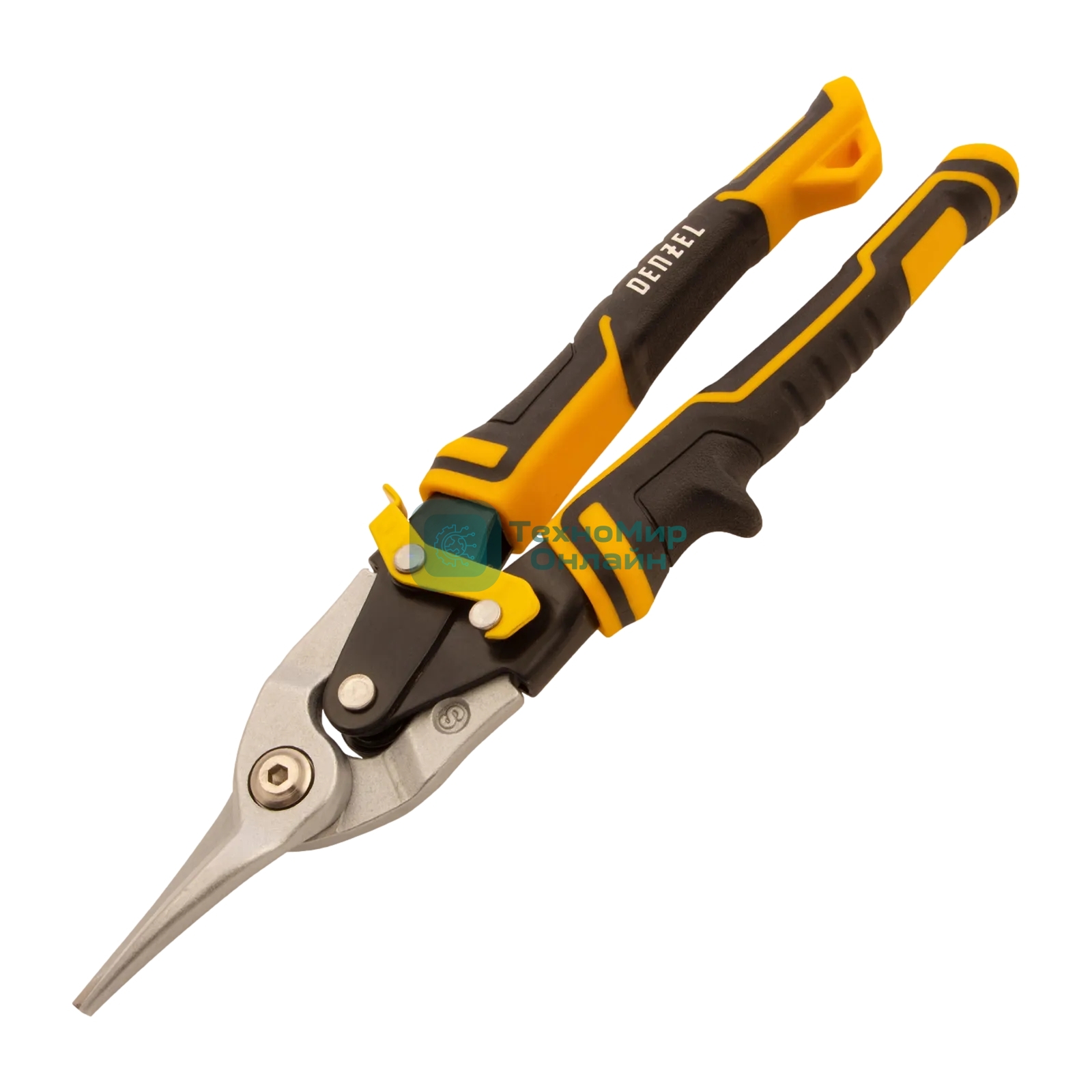 Ножницы по металлу Denzel, 270мм, прямой рез,сталь-CrMo, трехкомп.рук-ки