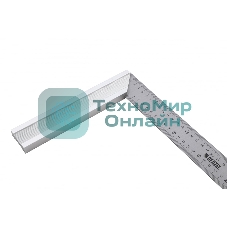 Угольник Denzel стальной, нержавеющая сталь, градуировка, алюминиевое основание, 400 мм