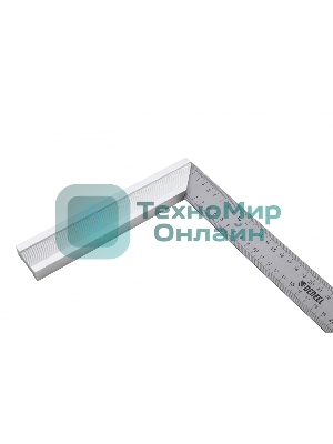 Угольник Denzel стальной, нержавеющая сталь, градуировка, алюминиевое основание, 400 мм