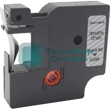 Картридж ленточный Cactus CS-D1-45010 12мм, черный шрифт, прозрачный фон, 7м для DYMO LM 160, 210D, 280, PnP, 420P, 500 TS; Rhino Pro 6000, 5200, 4200