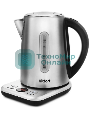 Чайник электрический Kitfort КТ-661 1.7л. 2200Вт черный/серебристый (корпус: металл)