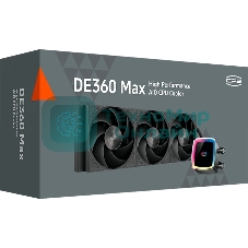 Система охлаждения Water Cooling System PCCooler DE360 MAX BK (300W, 360мм, Black, ARGB Pump, Fans: 3x120мм, 66CFM, 34.3dBA, 2200RPM/Pump height 54мм, 15dBA, 2600RPM, Rad thickness 27мм/S: 1851, 1700, 1200, 115X, AM5, AM4, AM3)