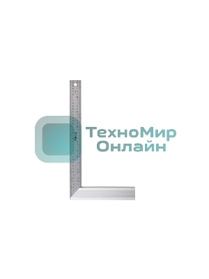 Угольник Denzel стальной, нержавеющая сталь, градуировка, алюминиевое основание, 400 мм