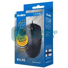 Мышь проводная SVEN RX-95 черный, 4000 dpi, USB, кнопки - 6