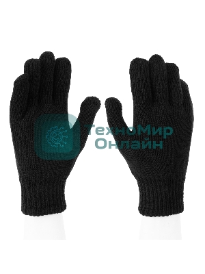 Перчатки трикотажные Сибртех, акрил, двойные, черный, двойная манжета