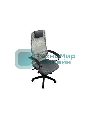 Кресло Метта SU-B-8 светло-серый сиденье светло-серый сетка с подголов. крестов. металл хром