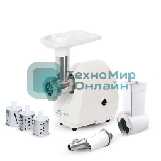 Мясорубка электрическая Бриз М 21.22 белый, 1000 Вт, 1.3 кг/мин, защита от перегрузки, насадки - 3