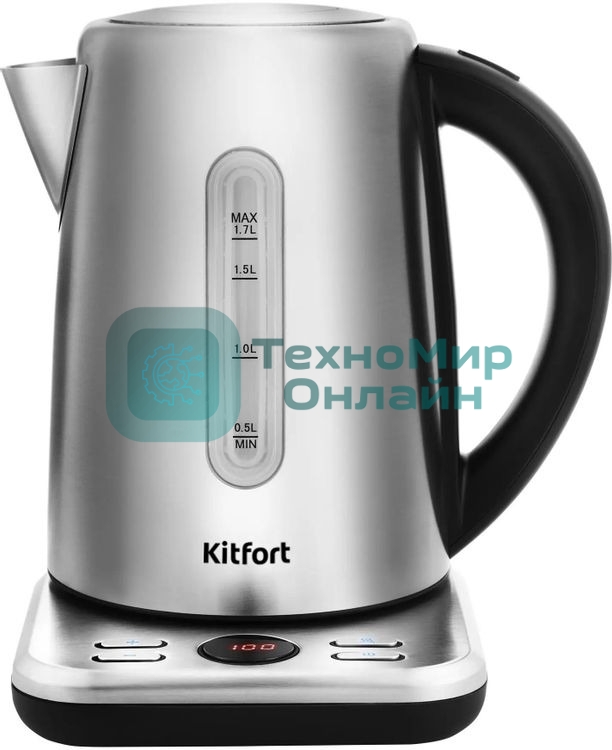 Чайник электрический Kitfort КТ-661 1.7л. 2200Вт черный/серебристый (корпус: металл)