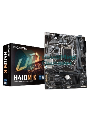 Материнская плата Gigabyte H410M K 2.0, LGA 1200, Intel Q470, 2xDDR4, 2xSATA, 1xM.2, 1xPCIe 3.0 x16, 1xPCIe x1, 1xHDMI, 1x 1Gb LAN, 2xUSB-A 3.2 Gen 1, 4xUSB-A 2.0, 3x3.5 мм, 7.1, mATX