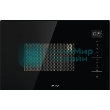 Встраиваемая микроволновая печь Gorenje BM201SG3BG, 20 л, 5 уровней мощности, 8 автопрограмм, сенсорное управление, дисплей, гриль, поворотный стол, AquaClean, автоменю черный