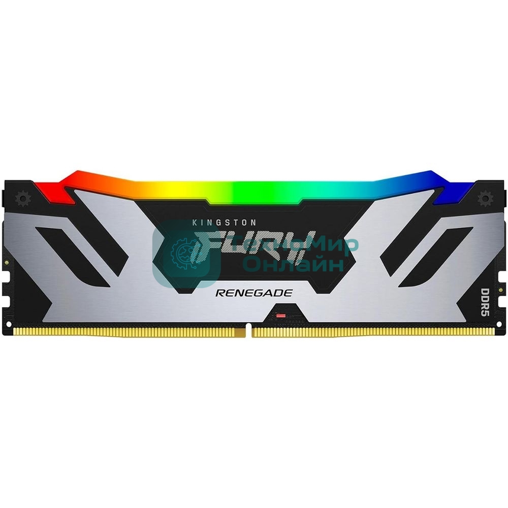 Оперативная память Kingston Fury Renegade, DDR5, 48Gb (1x48GB), 6400MHz, CL32, DIMM, с радиатором, RGB, серебристый/черный