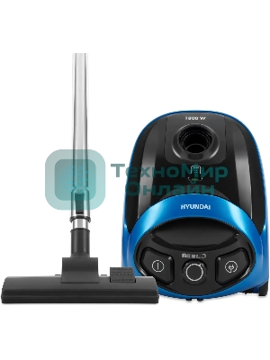 Пылесос Hyundai HYV-B1550 синий/черный, 250/1800 Вт, уборка сухая, пылесборник мешок, 1.5 л (в компл.:1мешок)