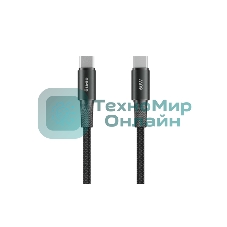 Кабель OLMIO MASTER, Type-C - Type-C, 60W 3A, 1.2м, тканевая оплетка, черный