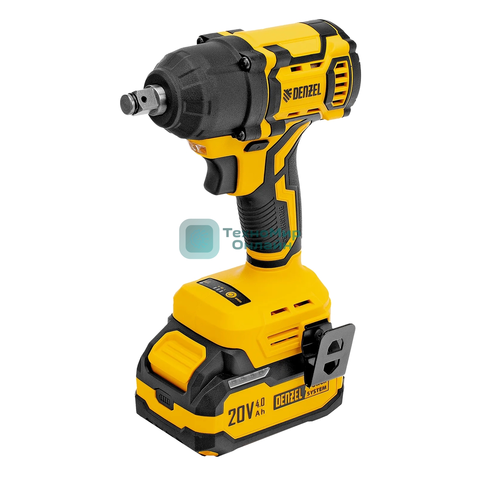 Гайковерт Denzel ударный аккумуляторный бесщет. CIWH-BL-20-500, Li-Ion, 20 В